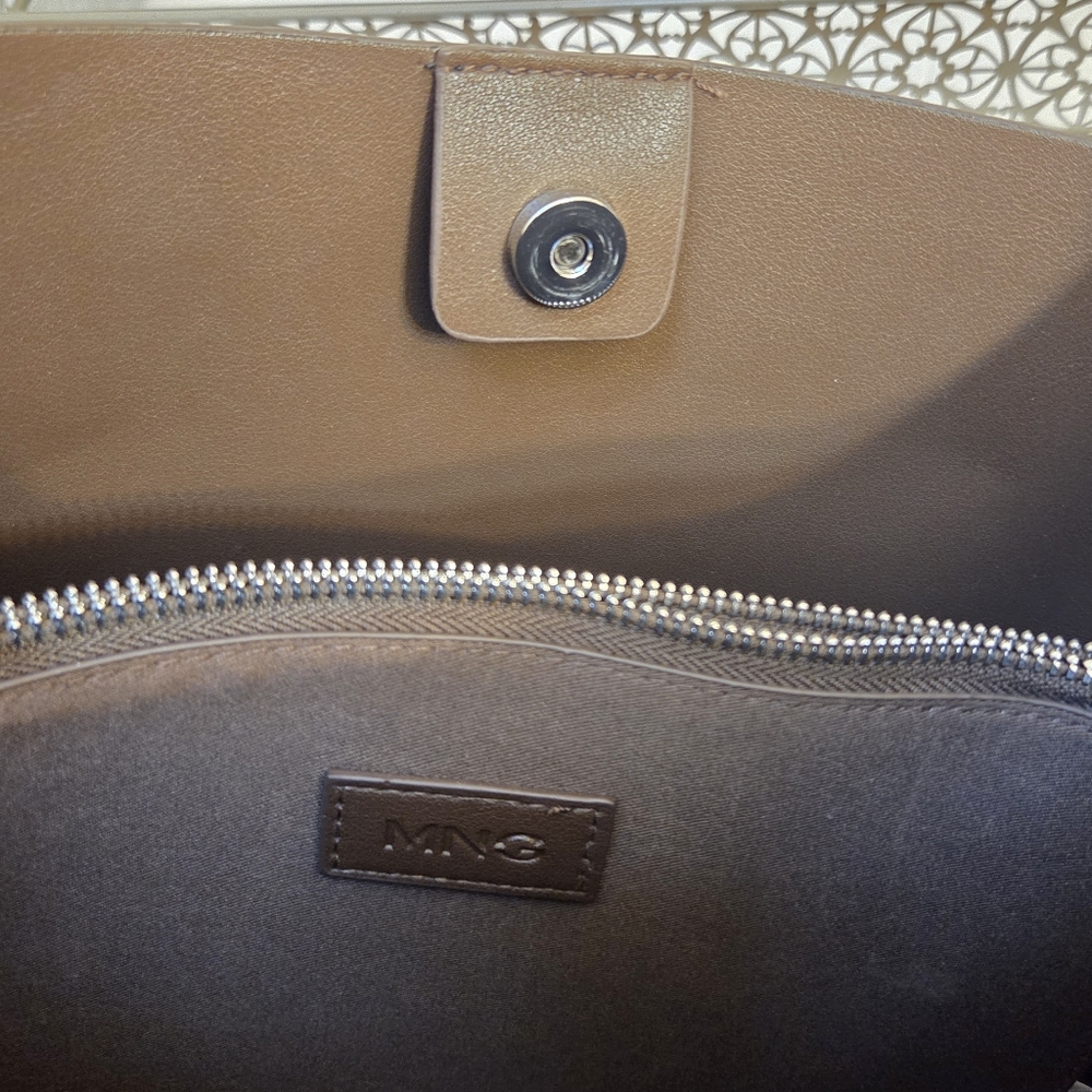 MANGO Minimalist Brown Faux Leather Shoulder Bag - Picture 4 of 6